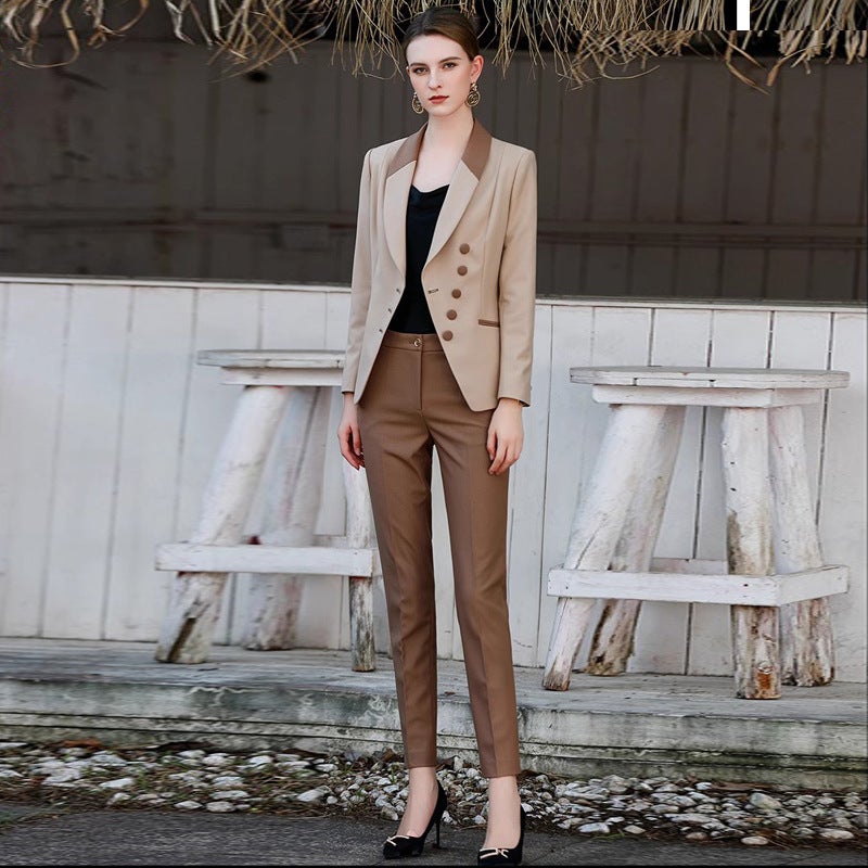 New Double-Breasted Business Wear Suit Suit Pants Slim Fit Slimming Manager Formal Wear Office Work Clothes Suit - Image 2
