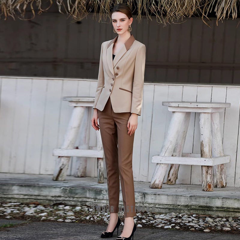 New Double-Breasted Business Wear Suit Suit Pants Slim Fit Slimming Manager Formal Wear Office Work Clothes Suit - Image 1
