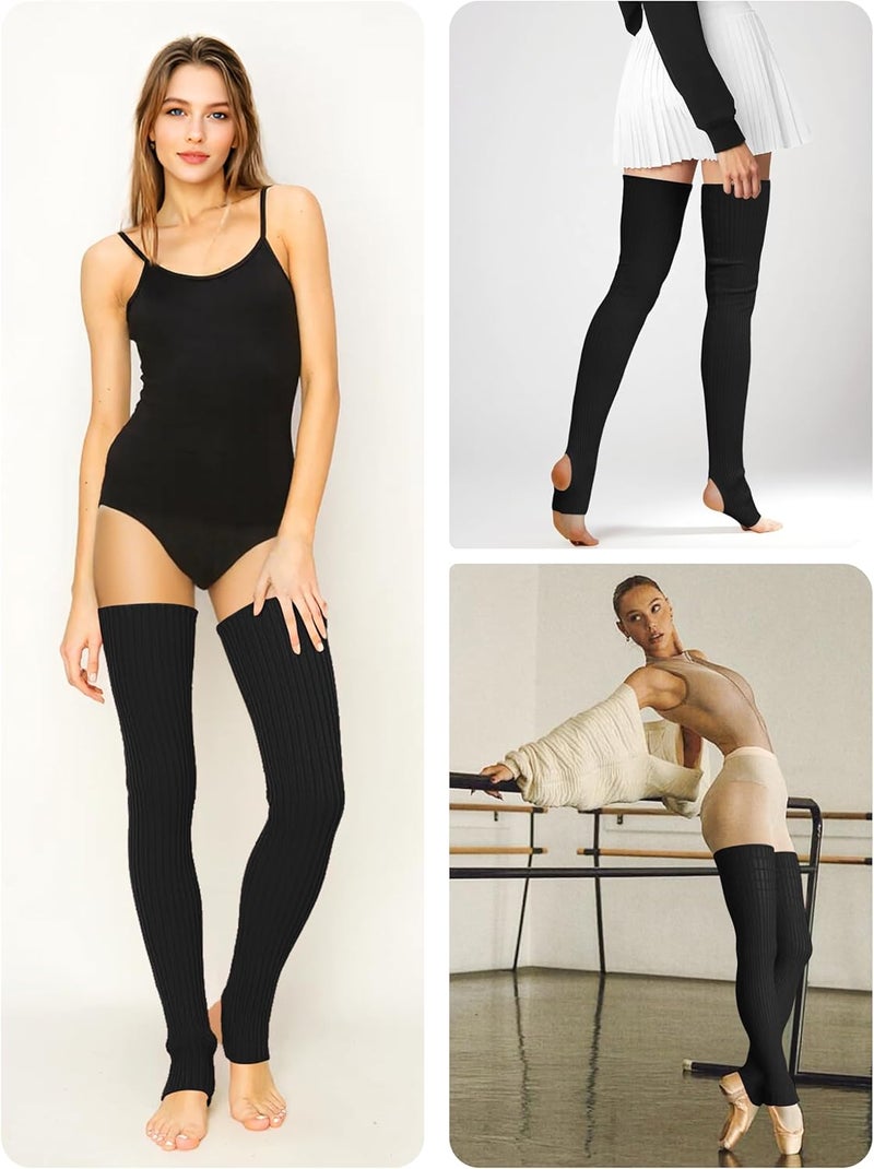v28 Women Girls Thigh High Neon Ribbed Long 80s 90s Party Skating Leg Warmers - Image 5