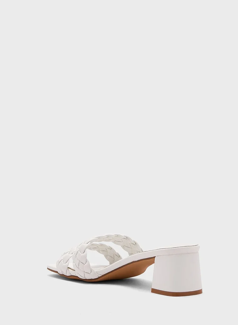 ELLA Plaited Double Strap Block Heel Sandal