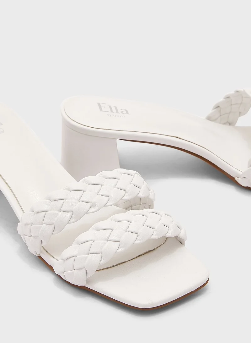 ELLA Plaited Double Strap Block Heel Sandal
