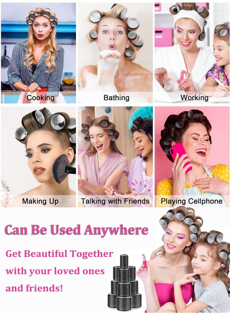 YIM-VIBEHAUS 39 PCS Hair Rollers Set, 60 46 36 mm Hair Curlers for Long Hair, Medium Hair and Short Hair, Self Grip Hair Roller with 20 Pcs Hair Clips and 1 comb, 3-Size Heatless Hair Roller(6 Jumbo/ 6 Large/ 6 Medium) - Image 5