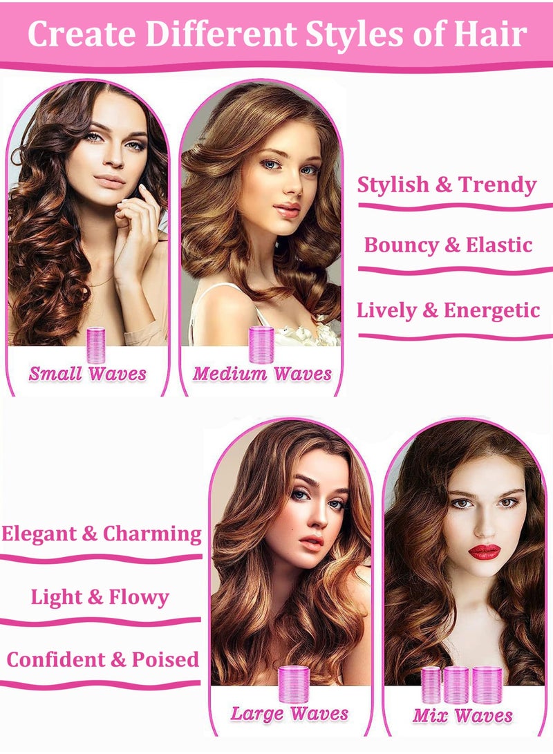 YIM-VIBEHAUS 39 PCS Hair Rollers Set, 60 46 36 mm Hair Curlers for Long Hair, Medium Hair and Short Hair, Self Grip Hair Roller with 20 Pcs Hair Clips and 1 comb, 3-Size Heatless Hair Roller(6 Jumbo/ 6 Large/ 6 Medium) - Image 3