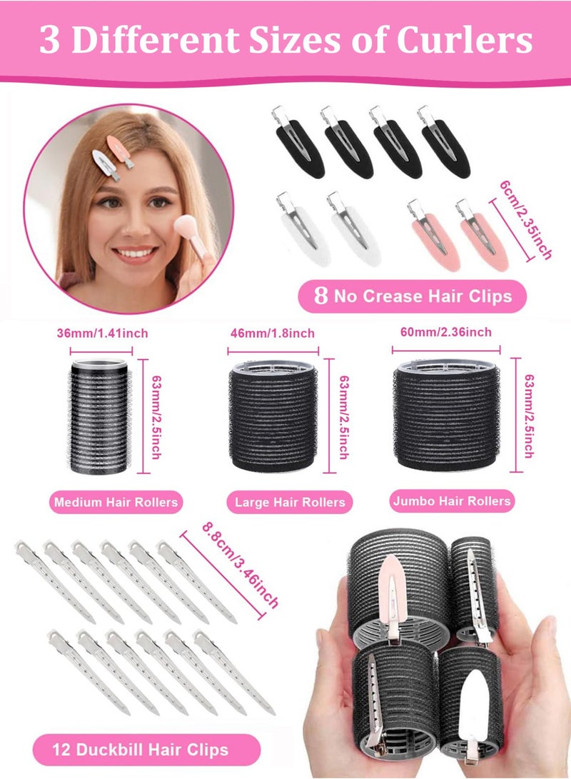 YIM-VIBEHAUS 39 PCS Hair Rollers Set, 60 46 36 mm Hair Curlers for Long Hair, Medium Hair and Short Hair, Self Grip Hair Roller with 20 Pcs Hair Clips and 1 comb, 3-Size Heatless Hair Roller(6 Jumbo/ 6 Large/ 6 Medium) - Image 2
