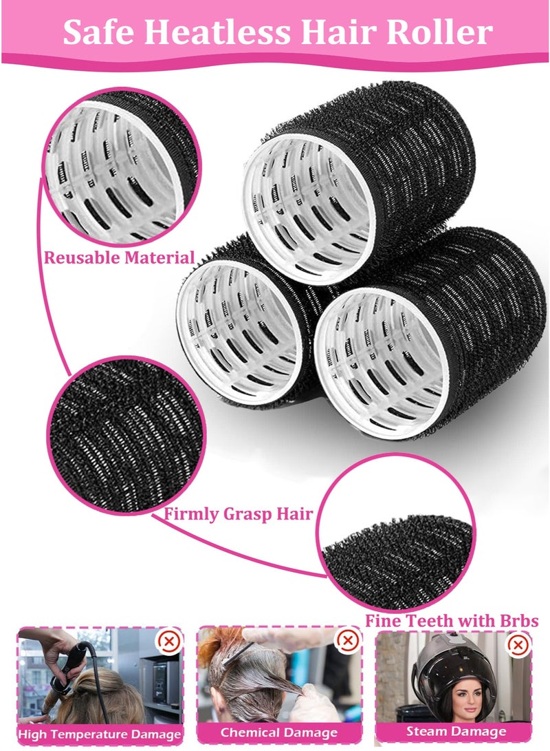 YIM-VIBEHAUS 39 PCS Hair Rollers Set, 60 46 36 mm Hair Curlers for Long Hair, Medium Hair and Short Hair, Self Grip Hair Roller with 20 Pcs Hair Clips and 1 comb, 3-Size Heatless Hair Roller(6 Jumbo/ 6 Large/ 6 Medium) - Image 4