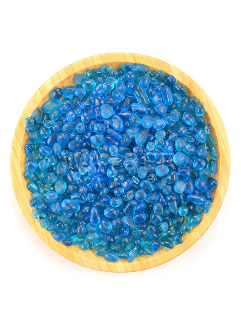 WAYBER Glass Stones, 1Lb/460g Irregular Sea Glass Pebbles Non-Toxic Artificial Crystal Gemstones for Aquarium Turtle Tank Vase Filler Terrarium Flowerpot Decoration, Lake Blue - Image 1