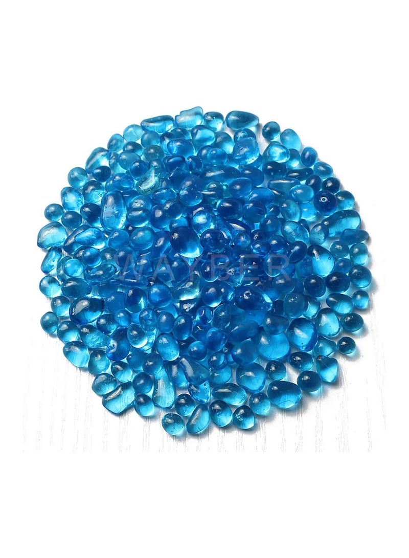 WAYBER Glass Stones, 1Lb/460g Irregular Sea Glass Pebbles Non-Toxic Artificial Crystal Gemstones for Aquarium Turtle Tank Vase Filler Terrarium Flowerpot Decoration, Lake Blue - Image 2