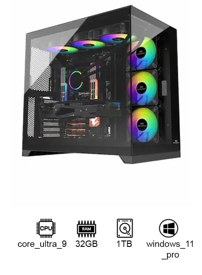 INFINIARC Cube Pro Gaming Desktop PC ( Intel Core Ultra 9 285K - NVIDIA RTX5080- Z890 - 32GB DDR5 -M.2 1TB-Water cooling -WINDOWS) Black black - Image 1
