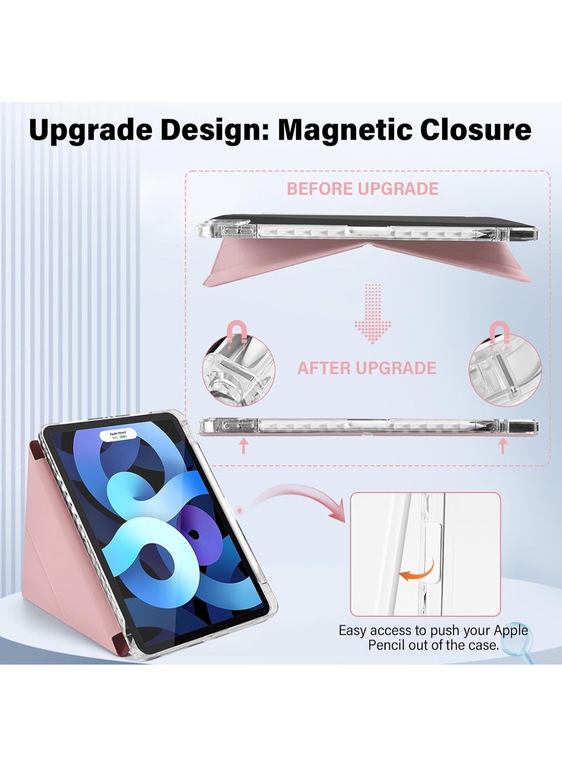 ELTRAZONE Case for iPad Pro 11 Inch 2022/2021/2020/2018 4th/3rd/2nd/1st Gen with Pencil Holder, 5-in-1 Multiple Viewing Angles, Shockproof Clear Transparent Back Protective Case, Pink - Image 5