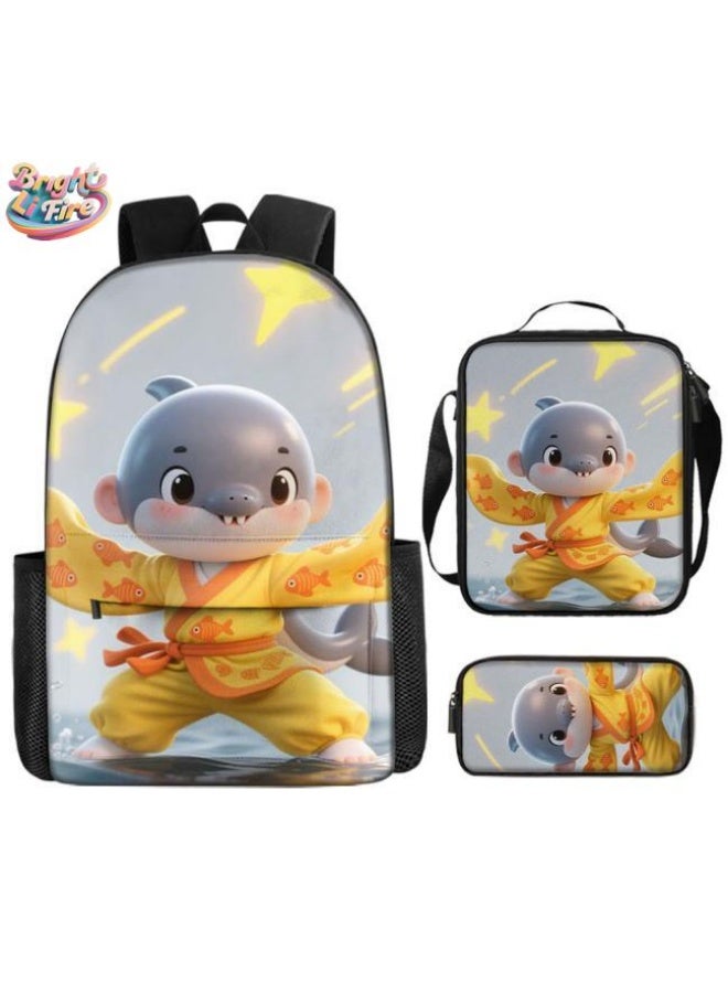 Bright Li Fire Unlock the new fashion of childish fun! Three-piece set of bags, cartoon elements for children and teenagers (students, children, friends' outings, mountain climbing, schooling, etc. can be used) - 50 - Image 1