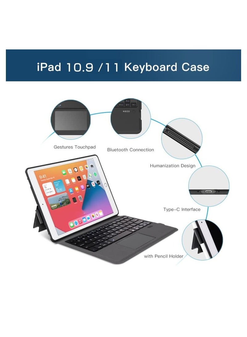 MUNTAQI iPad Keyboard Case with Trackpad for iPad Pro 11 inch 2018 2020 Air 4 10.9 inch,iPad Wireless Bluetooth Keyboard Case with Pencil Holder - Image 3