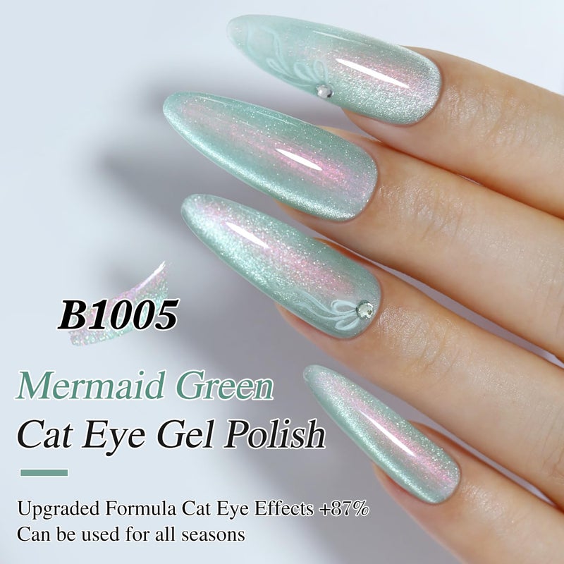 Double Rhythm 0.5 OZ Cat Eye Gel Polish with Magnet 15ML Holographic Glitter Shimmer Translucent Jelly Color Magnetic Polish Salon DIY at Home (MC1005) - Image 3