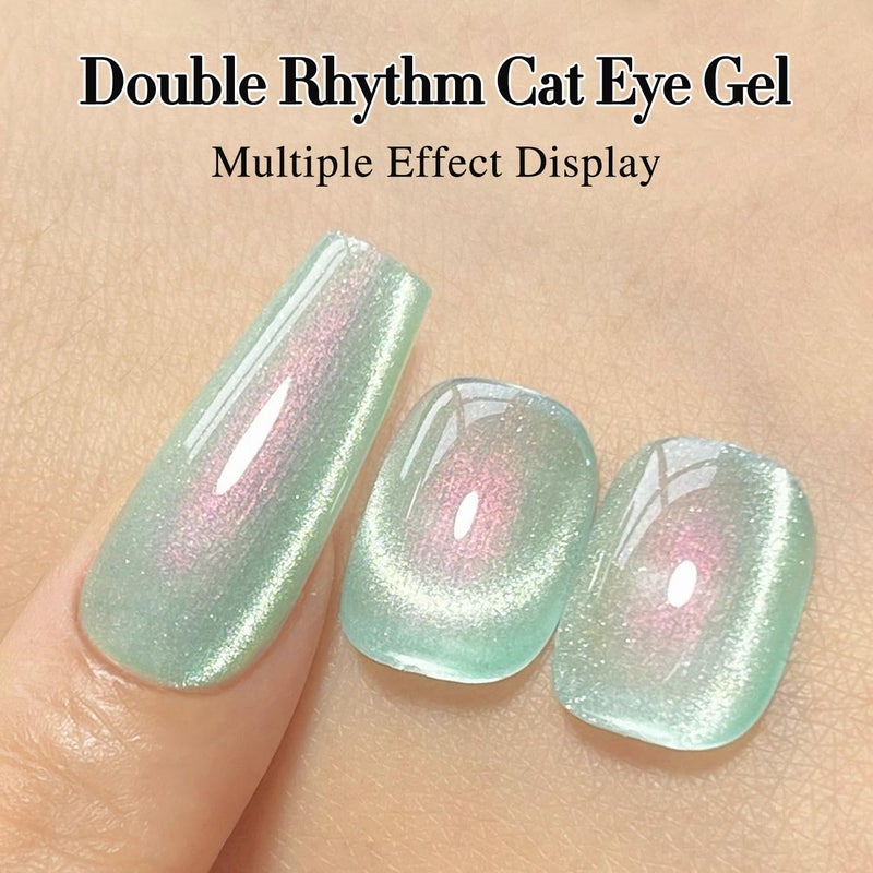Double Rhythm 0.5 OZ Cat Eye Gel Polish with Magnet 15ML Holographic Glitter Shimmer Translucent Jelly Color Magnetic Polish Salon DIY at Home (MC1005) - Image 4