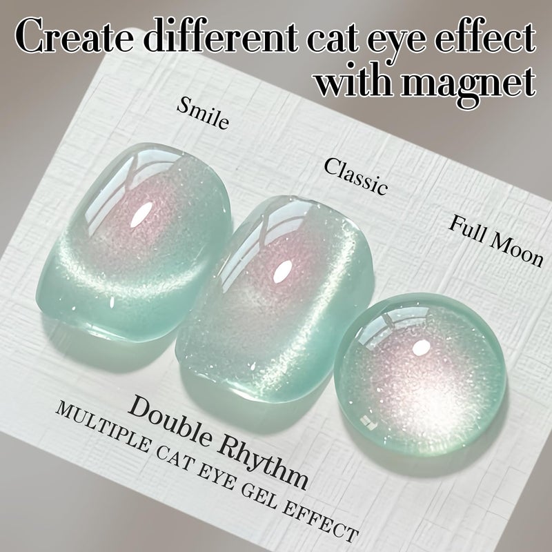 Double Rhythm 0.5 OZ Cat Eye Gel Polish with Magnet 15ML Holographic Glitter Shimmer Translucent Jelly Color Magnetic Polish Salon DIY at Home (MC1005) - Image 2