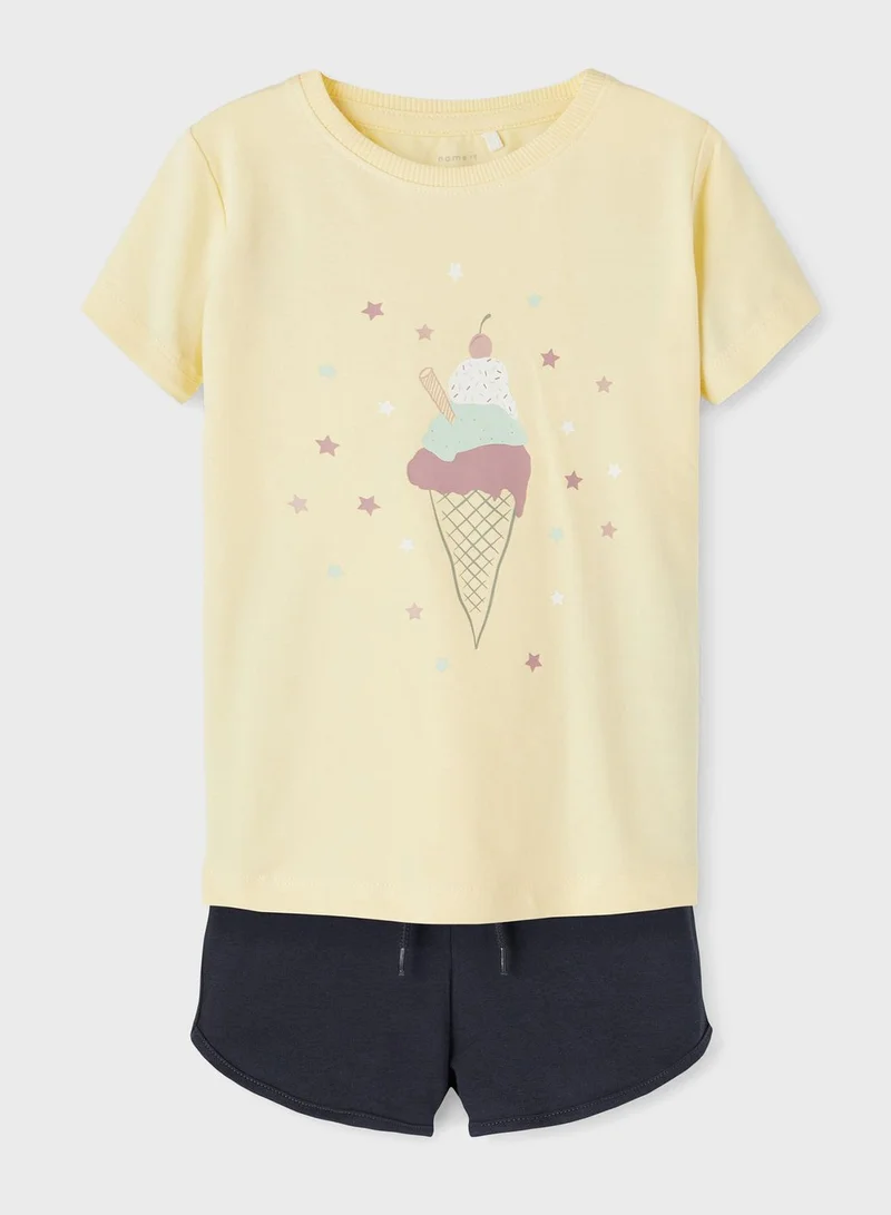 NAME IT Kids Ice Cream Print T-Shirt & Shorts Set