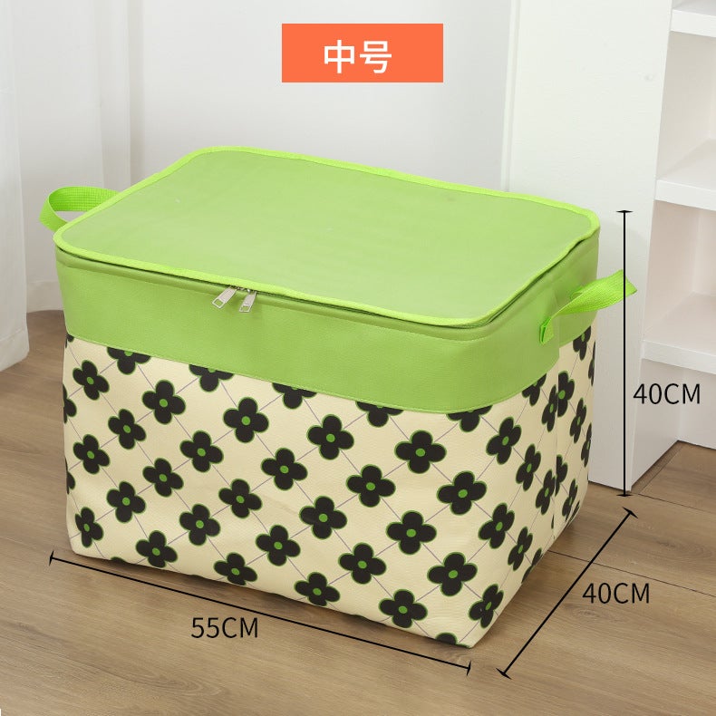 Cotton And Linen Eva Storage Bag Clothes Quilt With Steel Ring Flower Peony Lily Thickened Fabric With Cover Finishing - Image 1