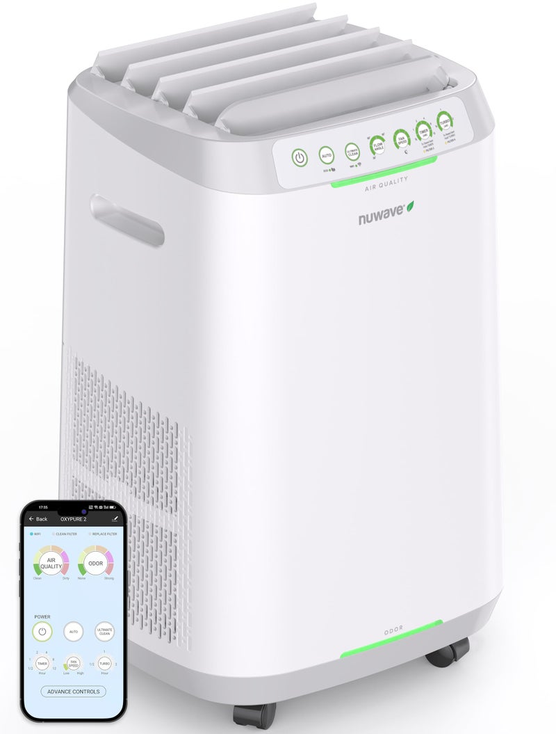 Nuwave OxyPure ZERO Smart Air Purifier Large Area up to 2002 Sq Ft Dual 4Stage Air Filtration Adjustable 30 60 90 Vents Washable  Reusable Filters for ZERO Waste  Replacements White