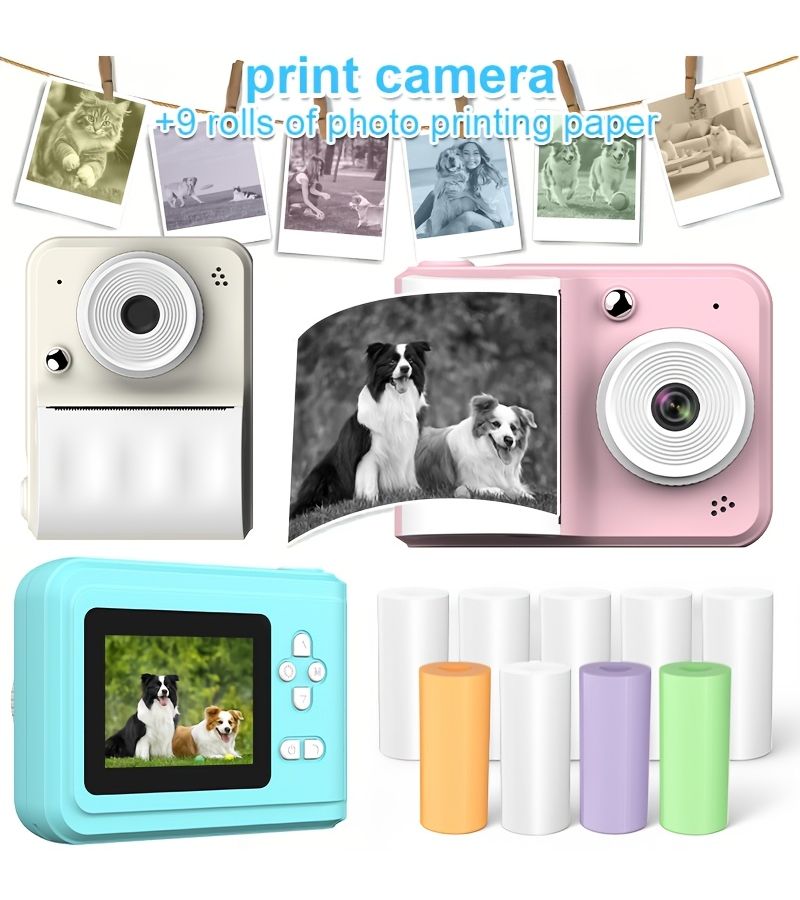 Pink Photo Printer With 9 Rolls Photo Paper For Kids Creative Learning - Image 1
