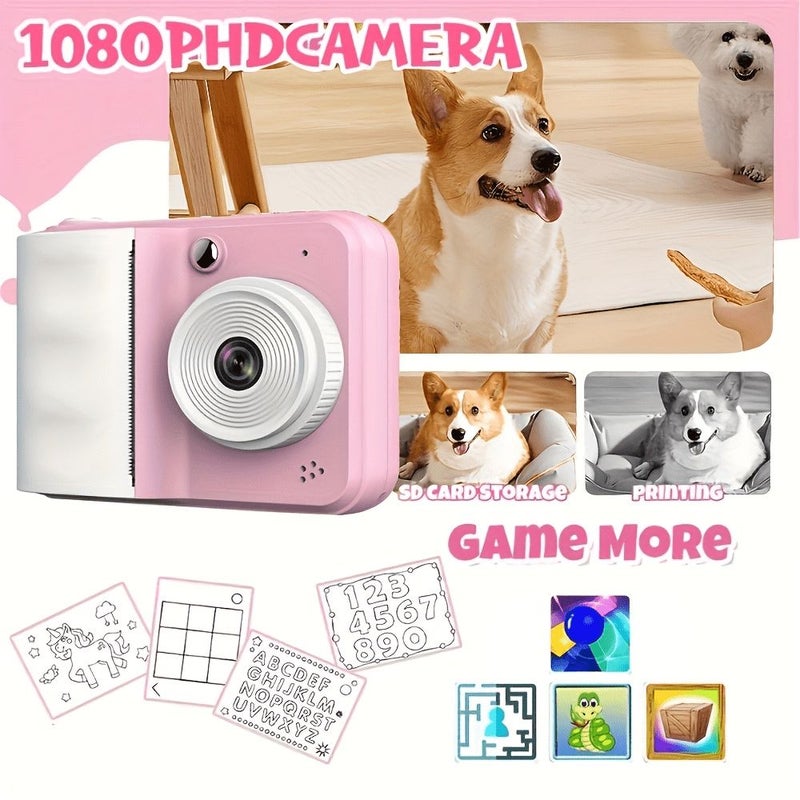 Pink Photo Printer With 9 Rolls Photo Paper For Kids Creative Learning - Image 5