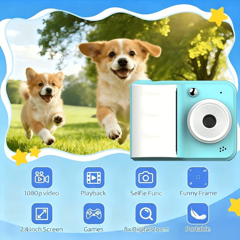 Pink Photo Printer With 9 Rolls Photo Paper For Kids Creative Learning - Image 3