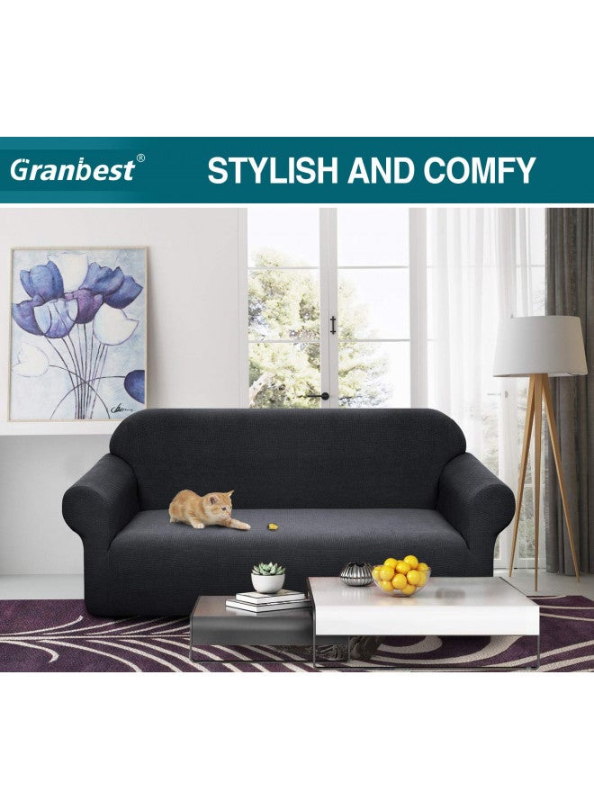 Granbest غطاء أريكة مقاوم للماء من جرانبست، قابل للتمدد العالي، غطاء أريكة ناعم للغاية (أسود، كبير) - Image 1
