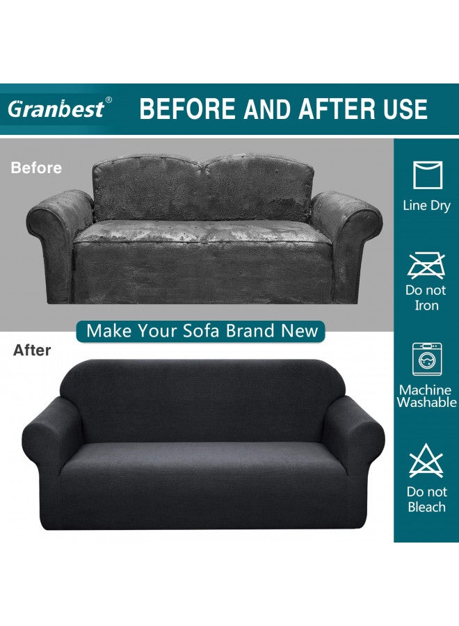 Granbest غطاء أريكة مقاوم للماء من جرانبست، قابل للتمدد العالي، غطاء أريكة ناعم للغاية (أسود، كبير) - Image 4
