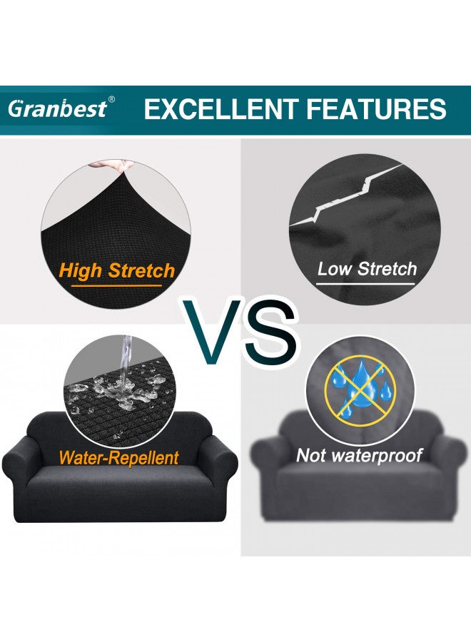 Granbest غطاء أريكة مقاوم للماء من جرانبست، قابل للتمدد العالي، غطاء أريكة ناعم للغاية (أسود، كبير) - Image 3