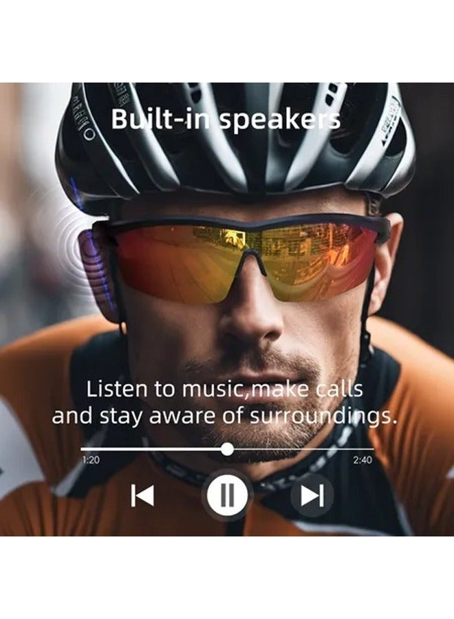 Generic T07 BK-BL AI Sport Smart Glasses with Bluetooth and Microphone Waterproof Blue Lenses  - Image 2