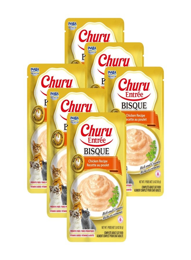 INABA Churu Entrée Bisque for Cats, High Protein & Moisture, Prebiotic Wet Cat Food, 3oz. per Pouch, 6 Pouches, Chicken Recipe - Image 1