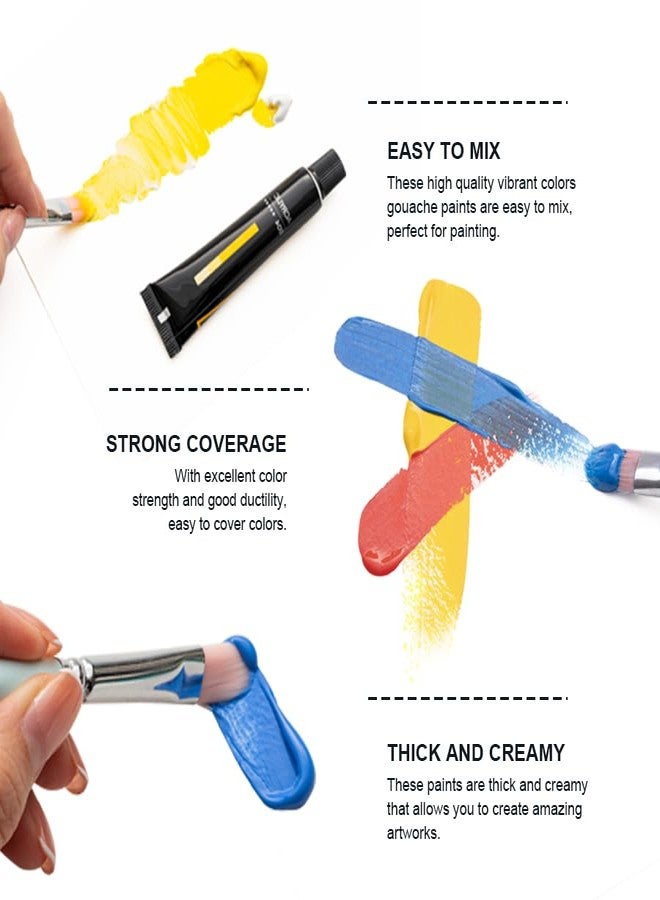 HIMI Acrylic Paint Tubes 24 Colours 12ml, 0.4 US fl oz Tubes Craft Paint, Non Toxic Acrylic Paint for Artist ，Perfect for Canvas, Wood, Fabric, Leather, Cardboard, Paper, MDF and Crafts - Image 2