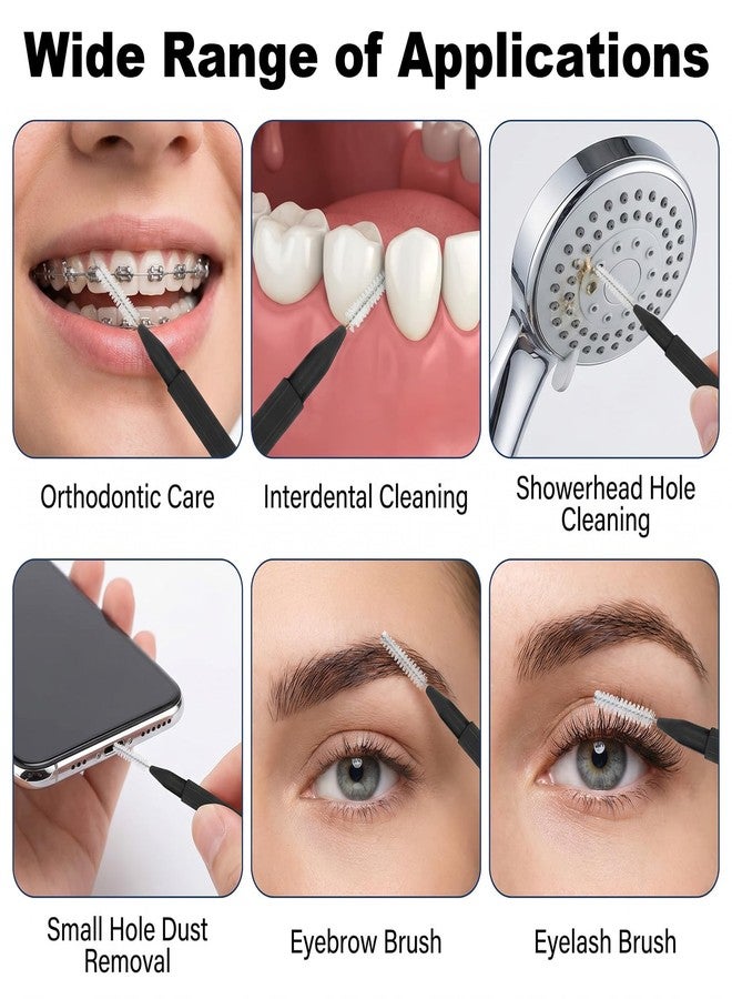 WJIAAA 120 Pcs Interdental Brushes, Interdental Brushes Dental Cleaning Tools, Disposable Braces Brush for Teeth Interproximal Dental Flossing for Home School Work Travel (Black) - Image 5