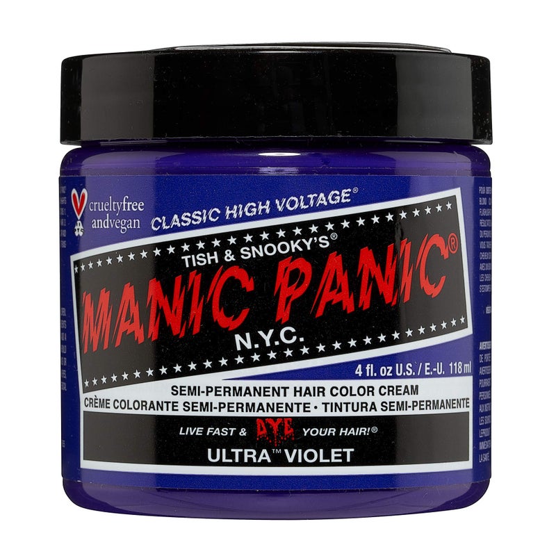 MANIC PANIC Classic Ultra Violet Semi Permanent Hair Color - Blue-Toned Purple Hair Dye for Women & Men That Lasts 4-6 Weeks - Vegan, Ammonia & Cruelty-Free - Create & Mix Custom Shades (4oz) - Image 1