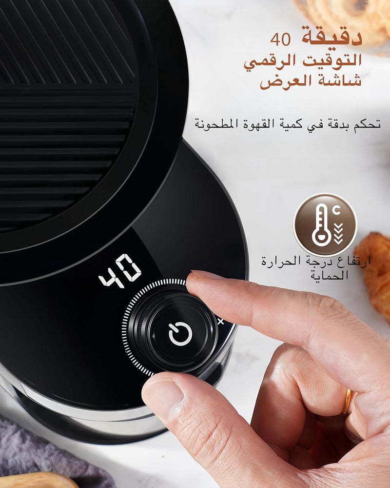 مطحنة قهوة كهربائية 3.0، مطحنة قابلة للتعديل مع 32 إعداد طحن لـ 2-14 كوب، أسود - Image 4