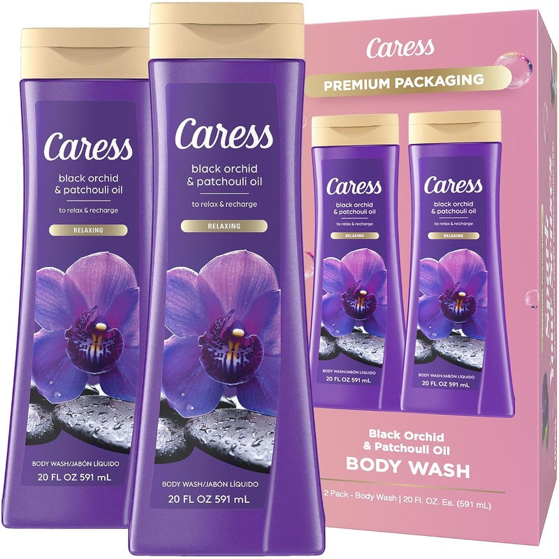 Caress Body Wash Black Orchid  Patchouli Moisturizing Body Wash for Fresh Smooth Skin Body Soap Liquid to Relax  Recharge 20 Fl Oz Pack of 2