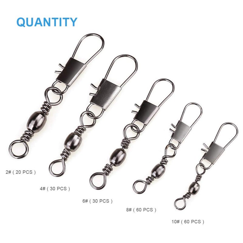 MOBOREST 200PCS Barrel Snap Swivel Fishing Accessories, Premium Fishing Gear Equipment with Ball Bearing Swivels Snaps Connector for Quick Connect Fishing Lures - Image 4