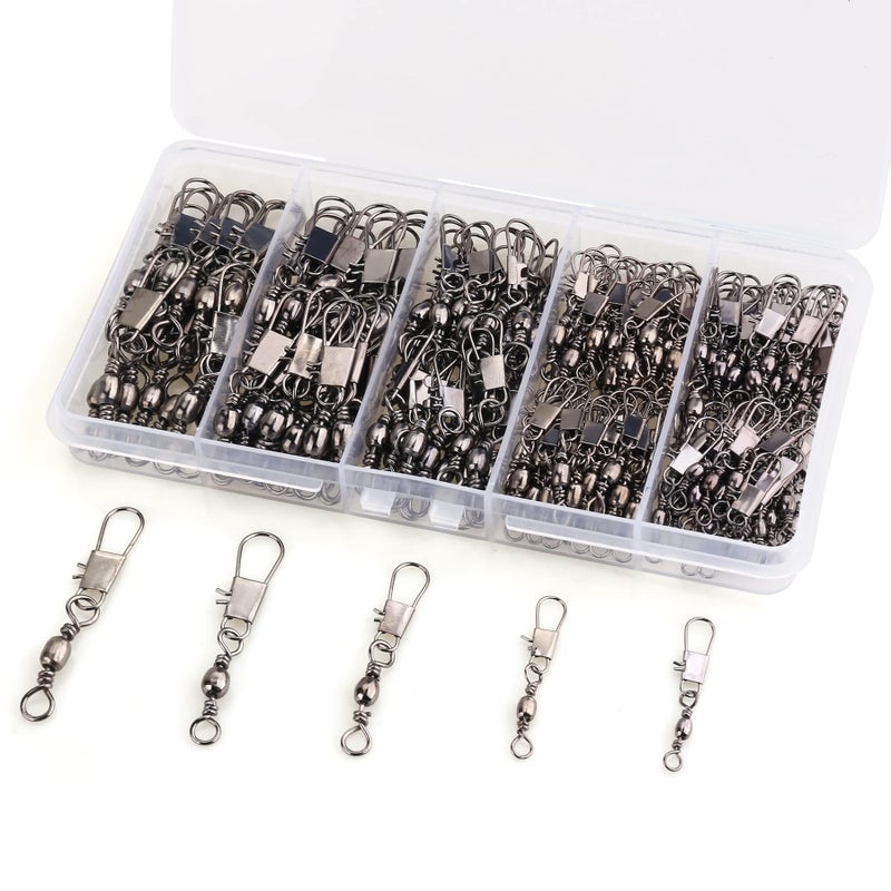 MOBOREST 200PCS Barrel Snap Swivel Fishing Accessories, Premium Fishing Gear Equipment with Ball Bearing Swivels Snaps Connector for Quick Connect Fishing Lures - Image 3
