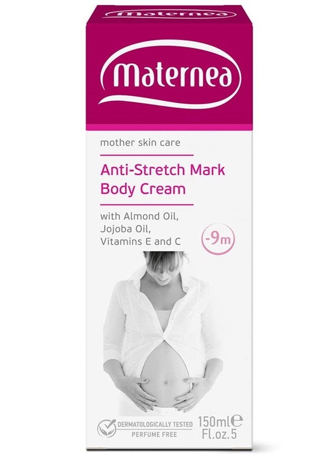 Maternea MATERNEA Anti-Stretch Marks Body Cream with Almond Oil, Jojoba Oil, Vitamins E and C (5 fl.oz. US) Allergen & Perfume Free