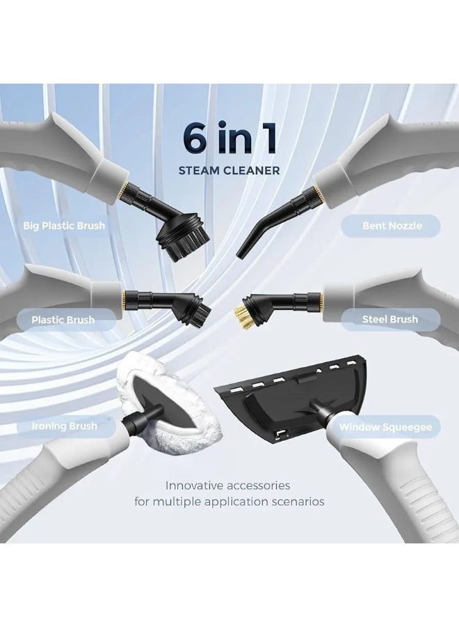 BlueFire High Pressure Steam Cleaner 2500W with Smart Touchscreen – Handheld Steam Cleaning Machine with 6 Adjustable Levels, 1000ml Large Tank, Rapid 15s Heating, and 3 Brush Heads – Portable Multi-Surface Steam Cleaner for Kitchen, Bathroom, Floors, Carpets & Tiles - Image 3