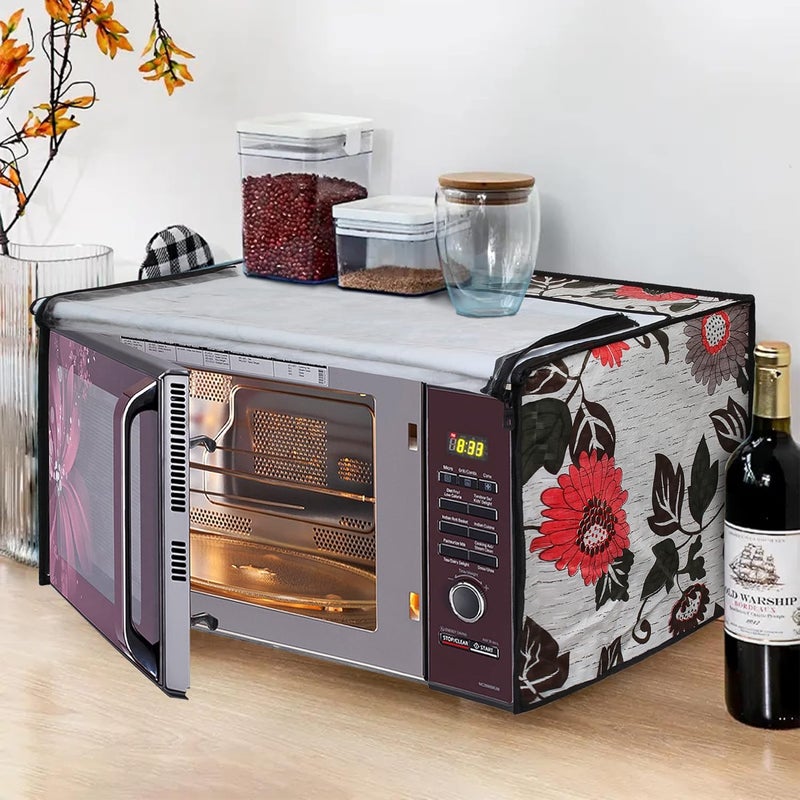 Glassiano Glassiano Floral and Multi Printed Microwave Oven Cover for LG 28 Litre Convection Microwave Oven MC2886BRUM Black - Image 1
