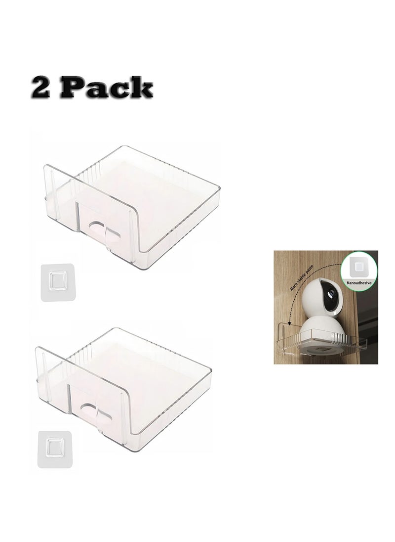 CoomBe - 2 PCS Acrylic Floating Small Wall Shelves, Mini Wall Mounted Hanging Display Shelves, Universal Adhesive Shelf Easy to Install No Drill, For Security Cameras, Baby Monitors, Smart Speaker - Image 1