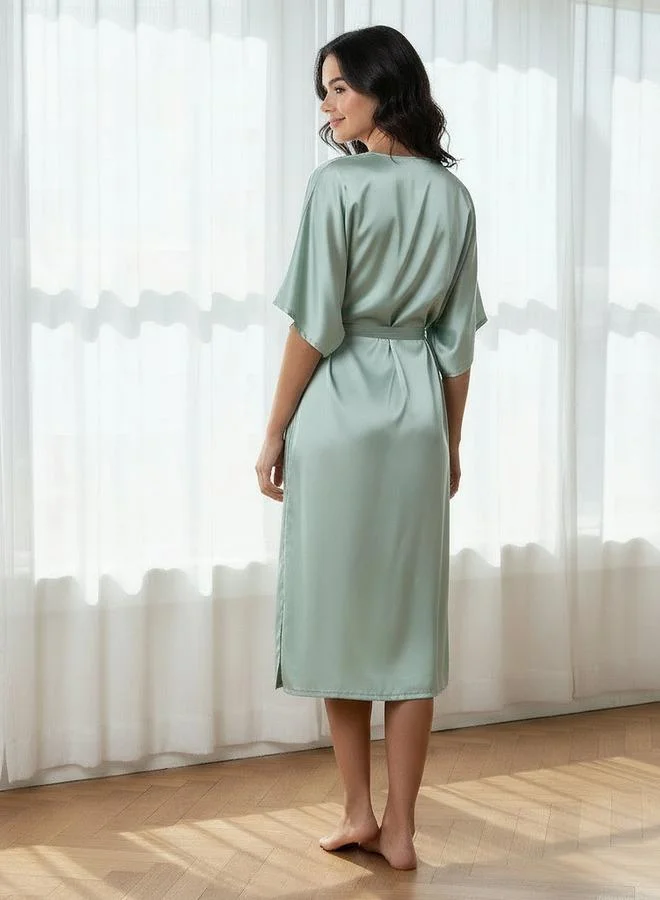 Aadaraya  Adaraya Night Dress Short Sleeve With Belt for Women | Best Price UAE