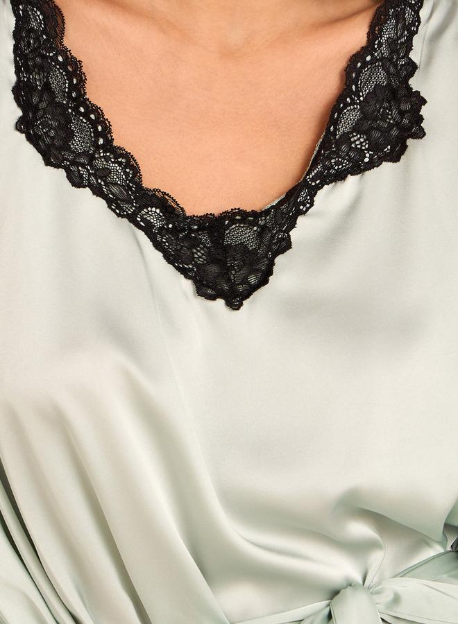 Aadaraya Adaraya Night Dress Short Sleeve With Belt - Image 5