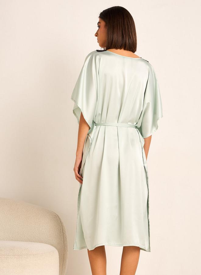 Aadaraya Adaraya Night Dress Short Sleeve With Belt - Image 3