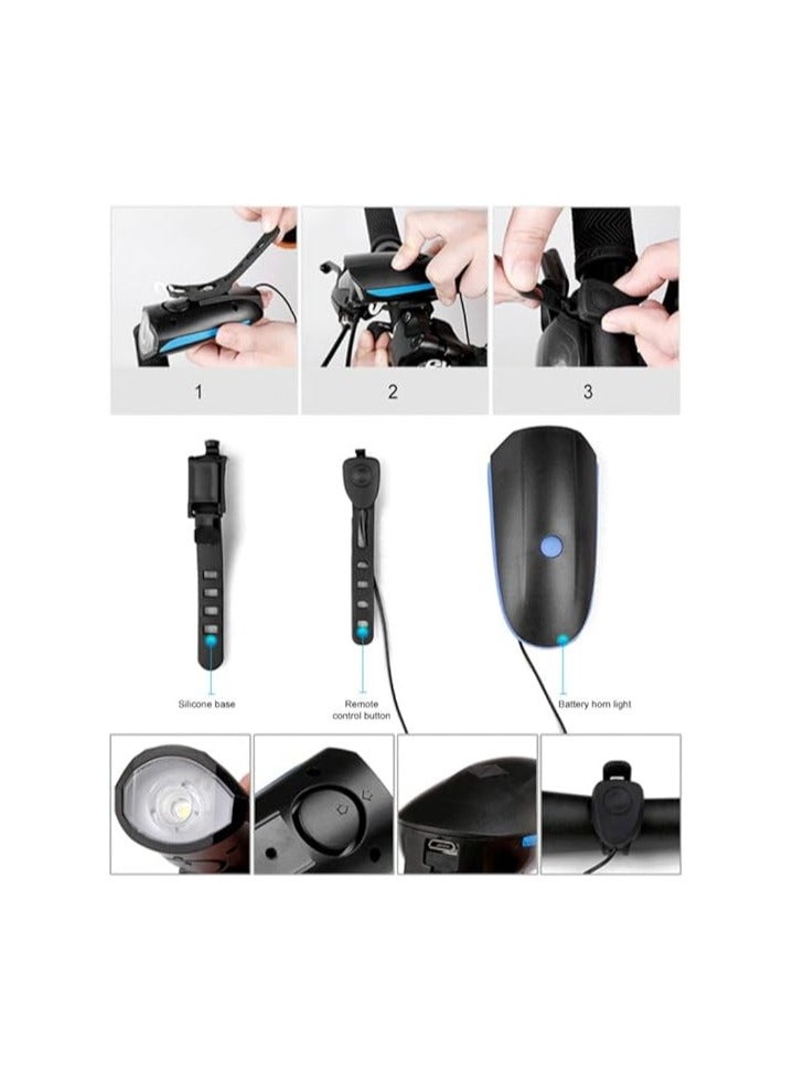 سيكليستا ضوء أمامي للدراجة قابل لإعادة الشحن عبر يو اس بي مع أصوات متعددة ازرق - Image 2