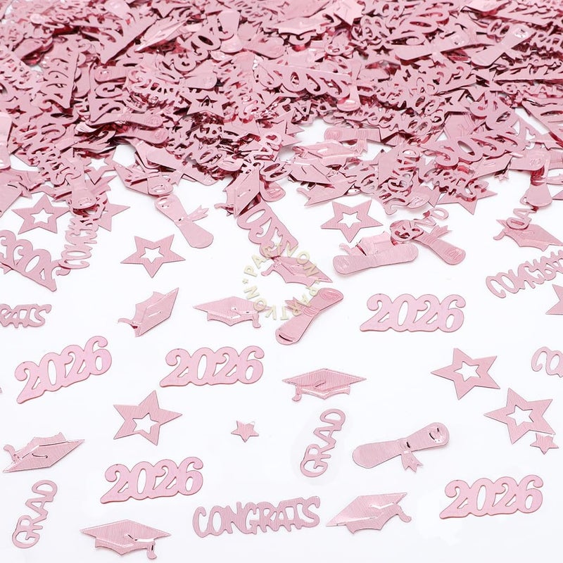 PARTVON Rose Gold Graduation Party Decorations 2026 Rose Gold Graduation Confetti Table Decorations for Graduation Party Supplies Congrats Grad Party Decorations - Image 3
