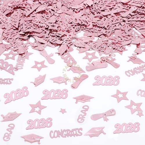 PARTVON Rose Gold Graduation Party Decorations 2026 Rose Gold Graduation Confetti Table Decorations for Graduation Party Supplies Congrats Grad Party Decorations - Image 1
