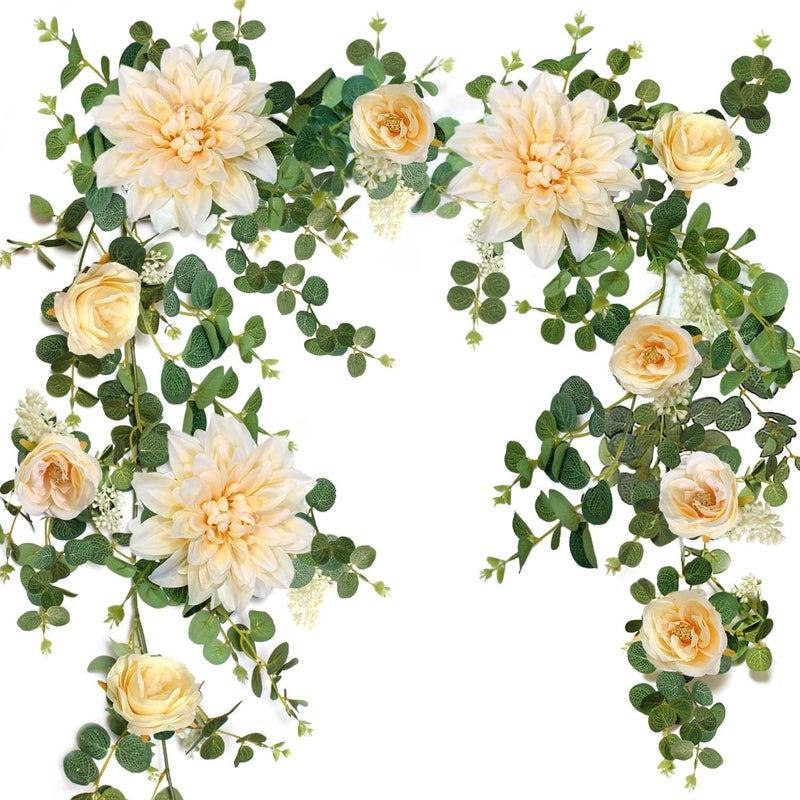 OrgMemory Eucalyptus Garlands, Flower Garland, Wedding Arch Flowers, Floral Swag for Wedding Christmas Decoration Table Backdrop Arch Wall Party Home Bedroom DÃ©cor (Champagne) - Image 1