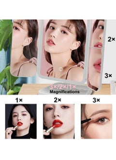 JAJEEK LED Makeup Mirror with 3 Color Lighting Modes – 52 LED Trifold Mirror, 1x/2x/3x Magnification, Touch Control Design, Portable High Definition Lighted Mirror for Flawless Makeup & Grooming  - Image 5