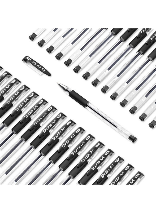 شاتل أرت أقلام جل سوداء، عبوة من 100 قلم حبر أسود برأس رفيع، أقلام حبر جل دوارة 0.5 مم، كتابة سلسة مع قبضة مريحة للمكتب والمدرسة والمنزل - Image 2