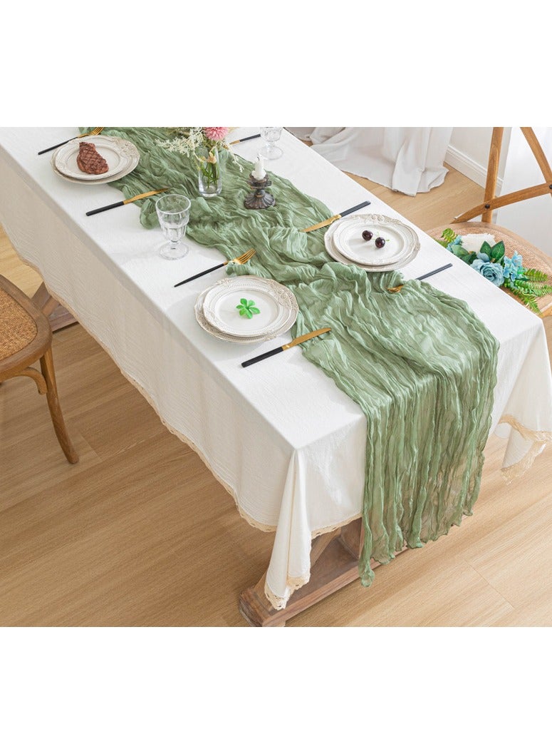 PYC Wedding Bridal Baby Shower Birthday Party Table Decorations Boho Gauze Cheese Cloth Long Cheesecloth Table Runner 90*300cm  - Image 1